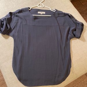 Loft xs charcoal grey top with button detail on sleeves